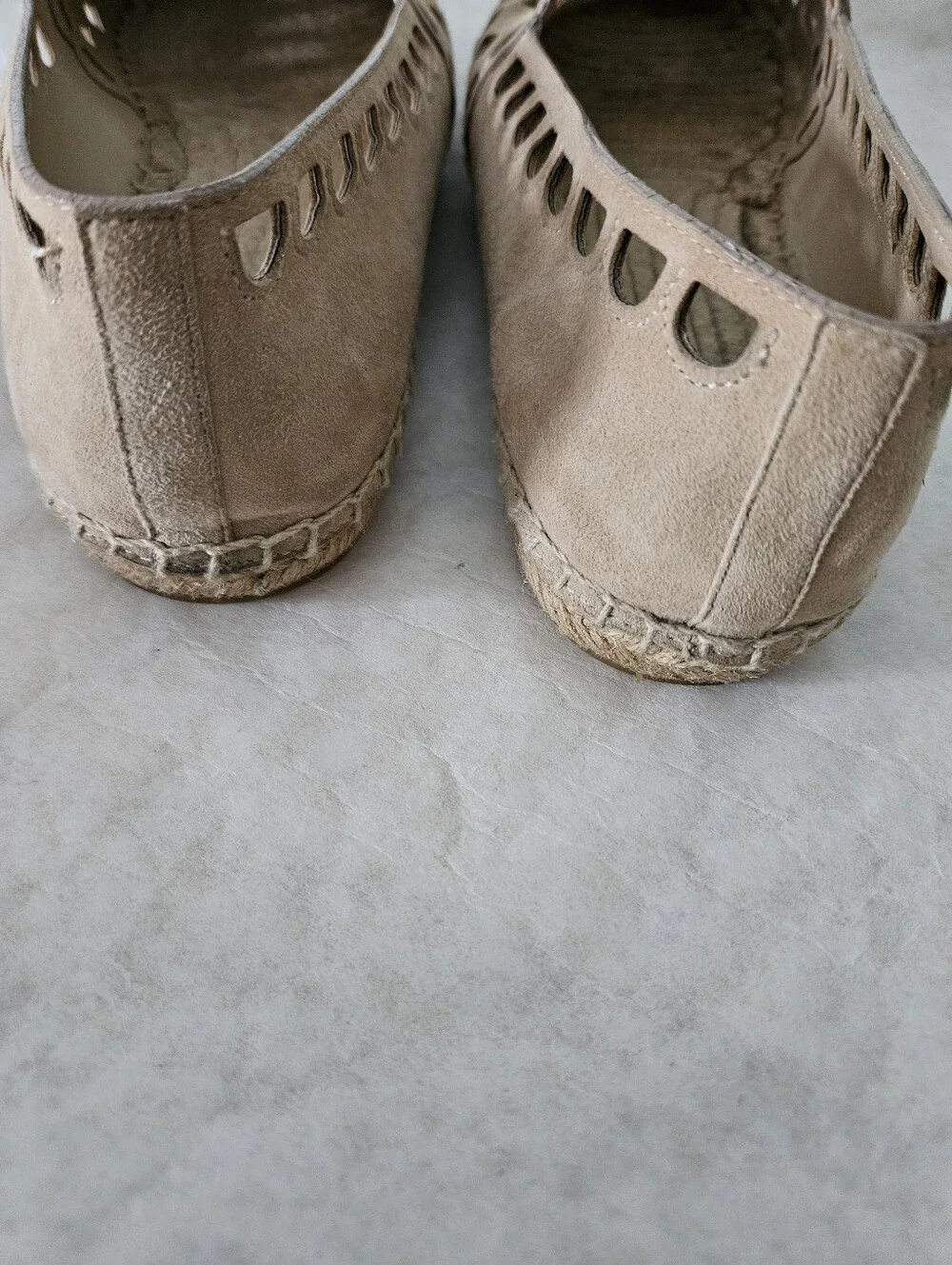 Tory Burch Tan May Laser Cut Leather Espadrilles